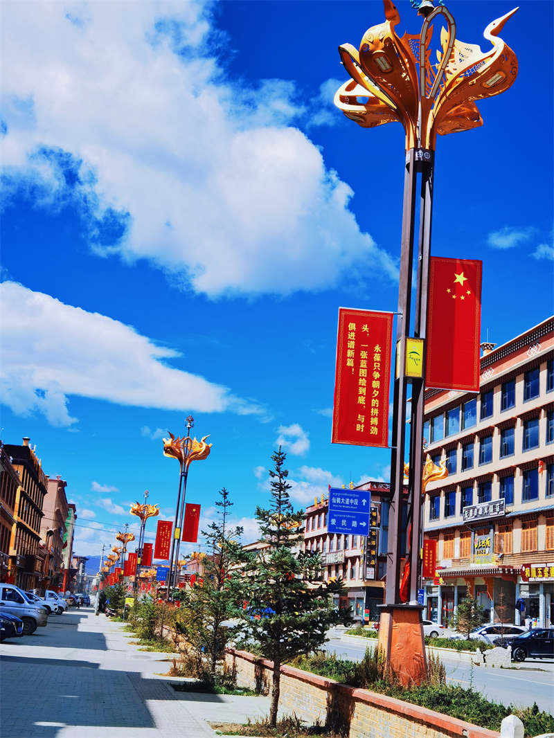 喜迎二十大|高原小城国旗红